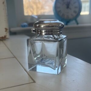 Glass Inkwell with Silver-Tone Hinged Lid - Clear